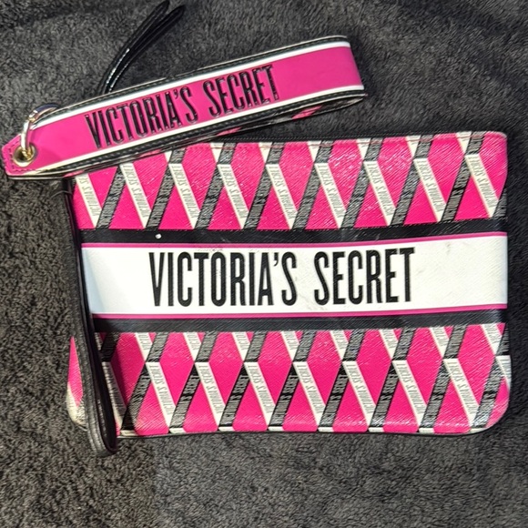 Victoria's Secret Handbags - Victoria's Secret Pink and White Clutch with Geometric Design